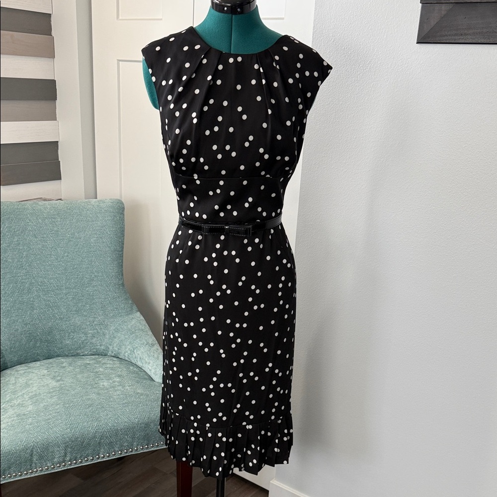 White House Black Market Black and White Polka Dot Midi Dress - Picture 1 of 4